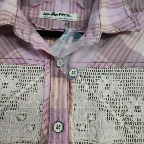 NWOT Free People Double Cross Cutwork Plaid Top $228 Retail! Size Xs - Picture 6 of 6
